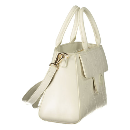 Mario Valentino White Leather-Finish Handbag with Adjustable Strap