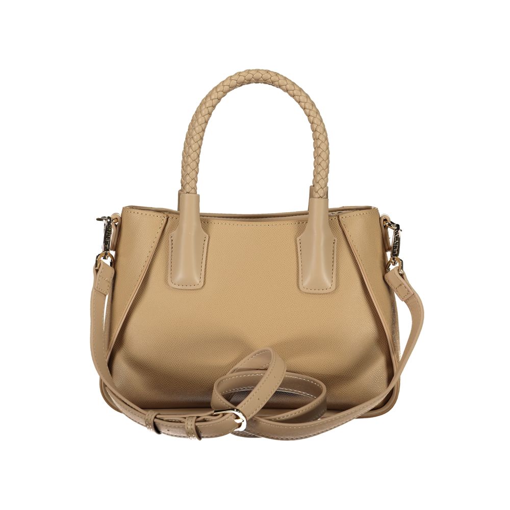 Mario Valentino Beige Leather-Finish Handbag with Adjustable Strap