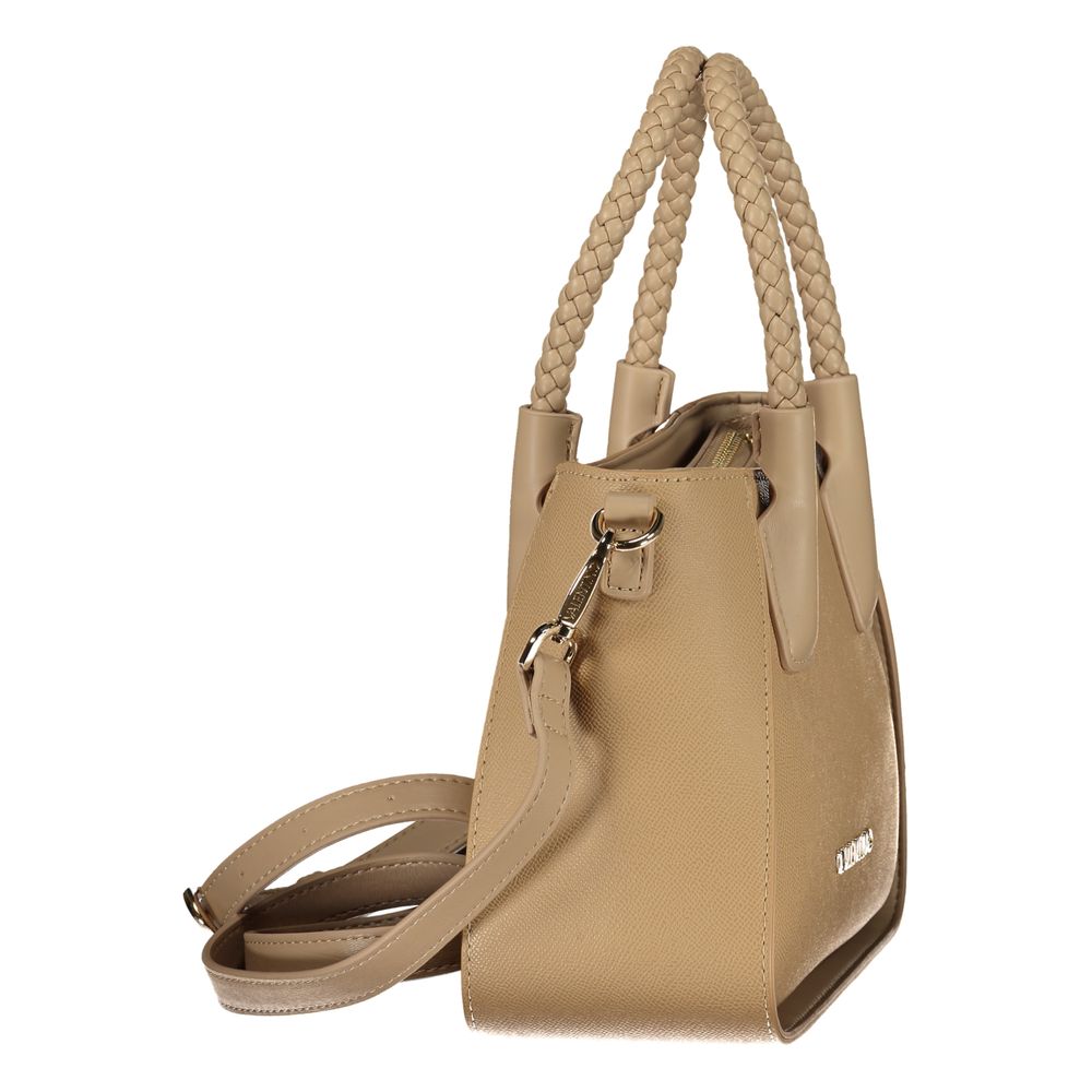 Mario Valentino Beige Leather-Finish Handbag with Adjustable Strap