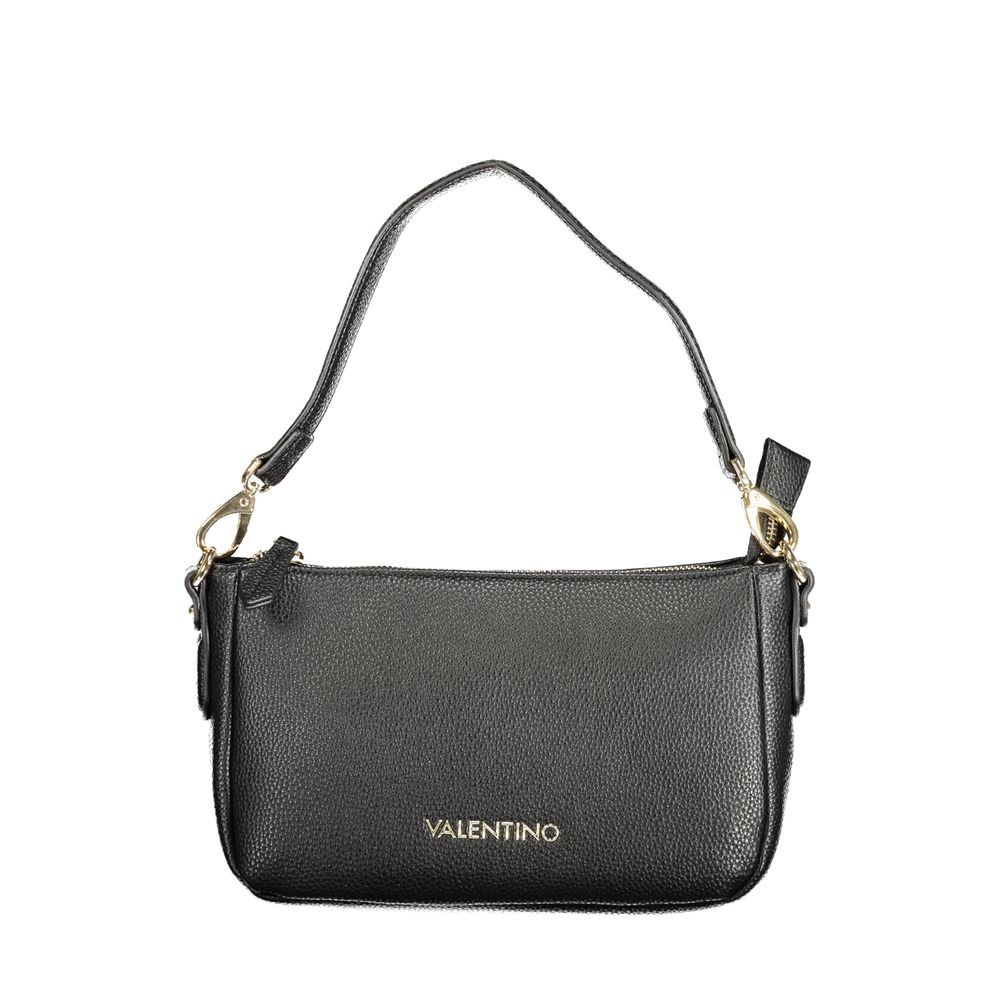 Mario Valentino Black Grained Leather Handbag with Removable Strap