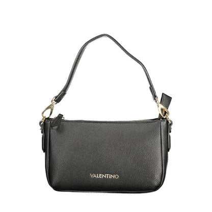 Mario Valentino Black Grained Leather Handbag with Removable Strap