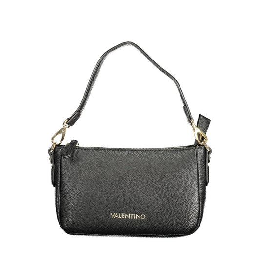 Mario Valentino Black Grained Leather Handbag with Removable Strap