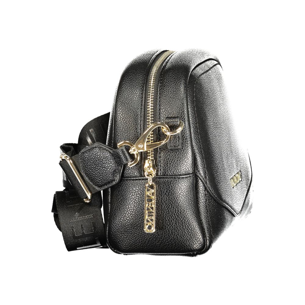 Mario Valentino Black Smooth Leather Handbag with Logo Detail