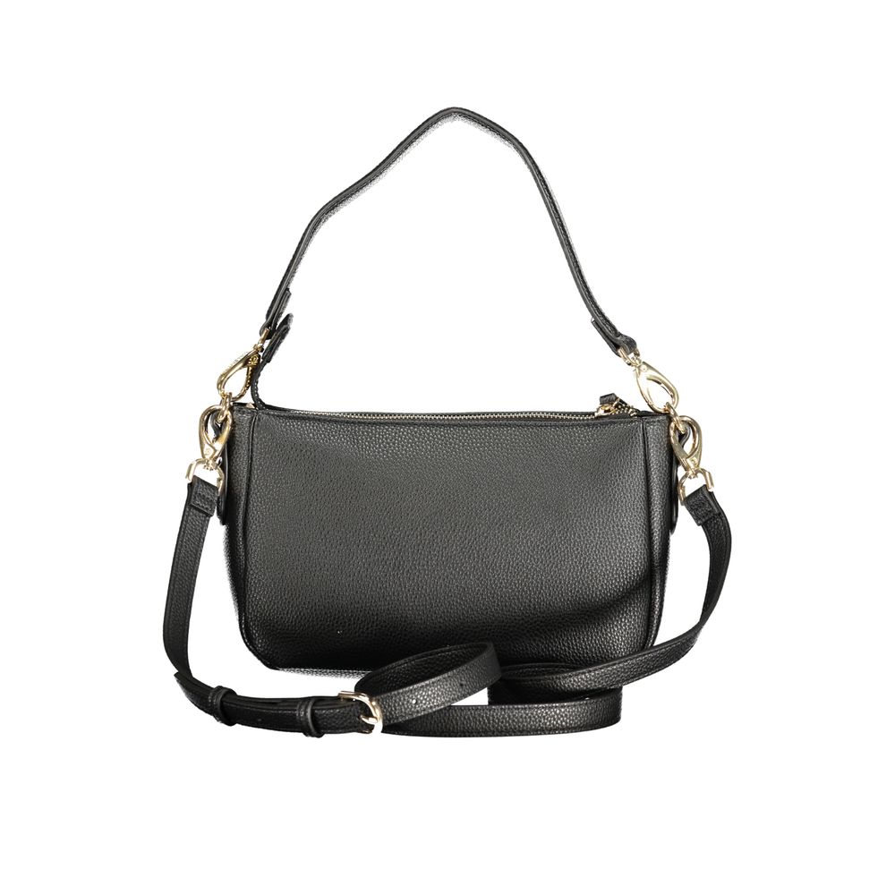 Mario Valentino Black Grained Leather Handbag with Removable Strap