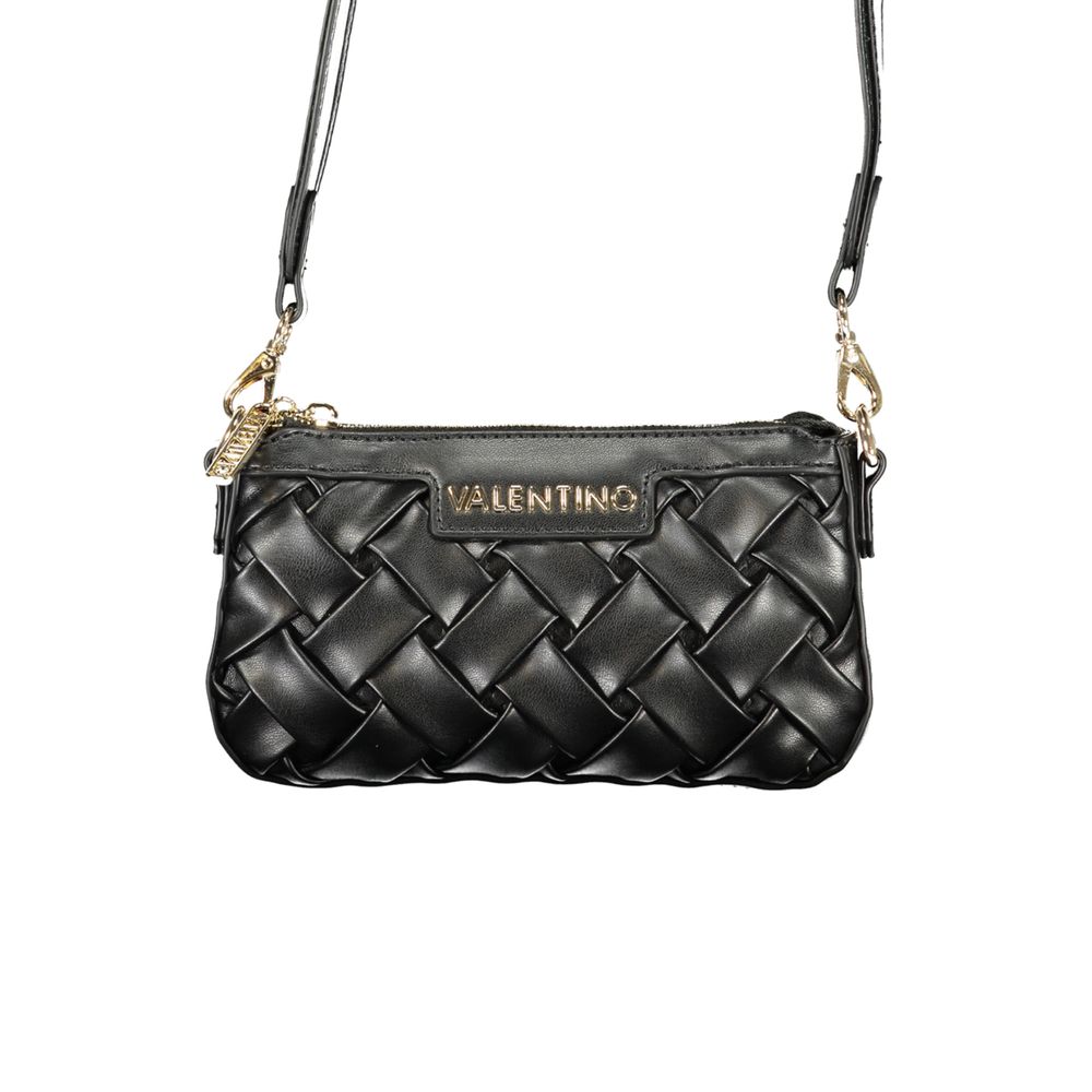 Mario Valentino Black Grained Leather Handbag with Removable Strap