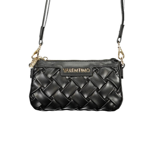 Mario Valentino Black Grained Leather Handbag with Removable Strap