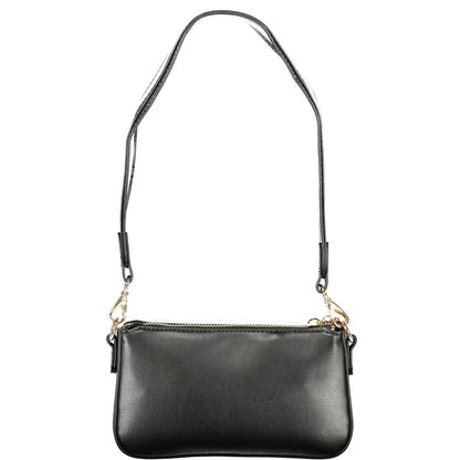 Mario Valentino Black Grained Leather Handbag with Removable Strap