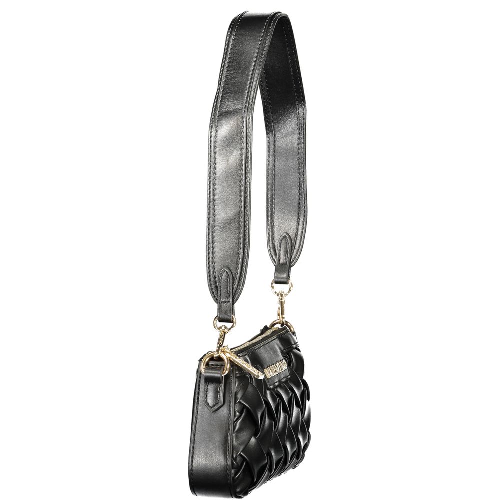 Mario Valentino Black Grained Leather Handbag with Removable Strap