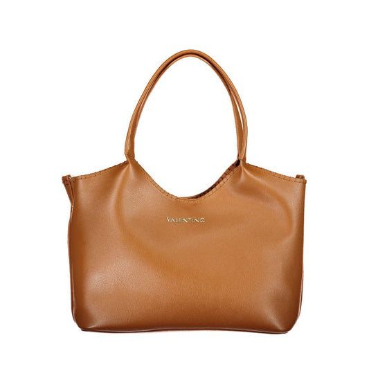 Mario Valentino Brown Leather-Finish Handbag with Elegant Accents