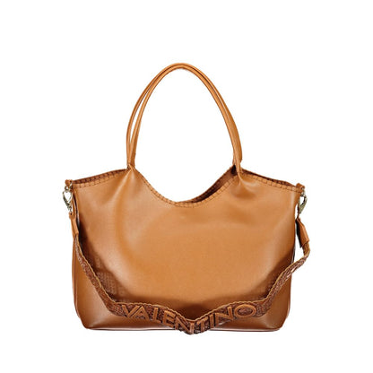 Mario Valentino Brown Leather-Finish Handbag with Elegant Accents