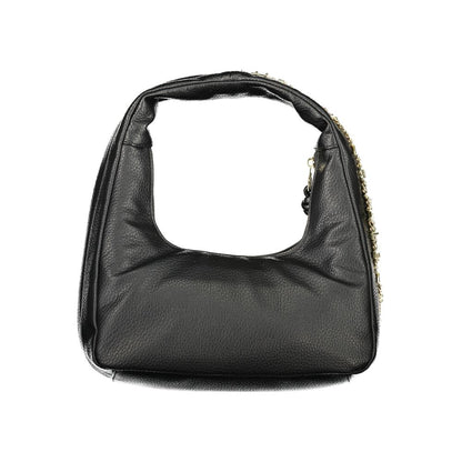 Mario Valentino Black Leather Shoulder Bag with Contrasting Details