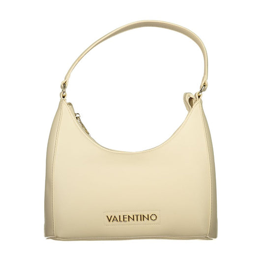 Mario Valentino Beige Leather-Finish Handbag with Adjustable Strap