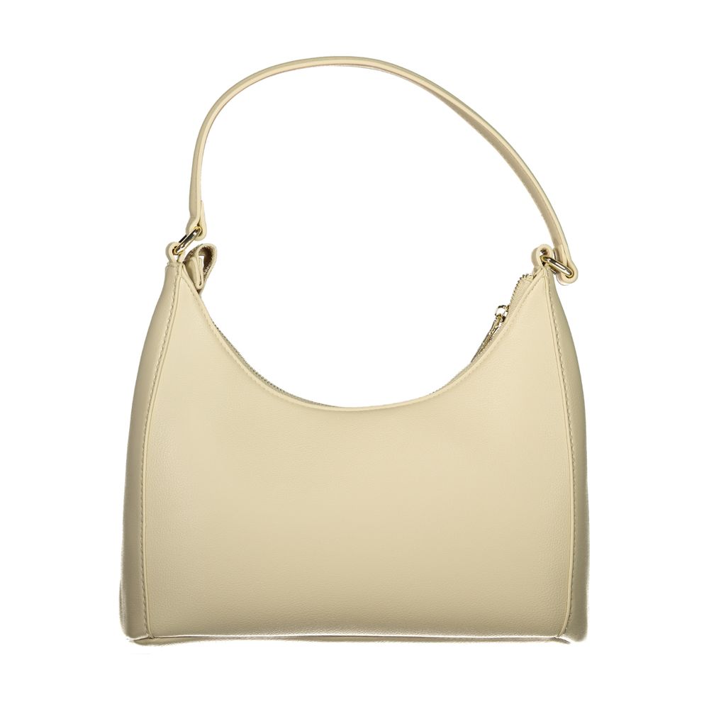Mario Valentino Beige Leather-Finish Handbag with Adjustable Strap