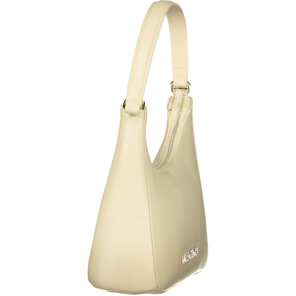 Mario Valentino Beige Leather-Finish Handbag with Adjustable Strap