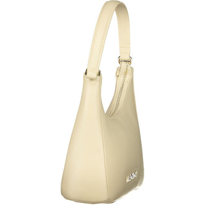 Mario Valentino Beige Leather-Finish Handbag with Adjustable Strap
