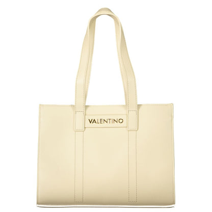 Mario Valentino Beige Leather-Finish Handbag with Adjustable Straps
