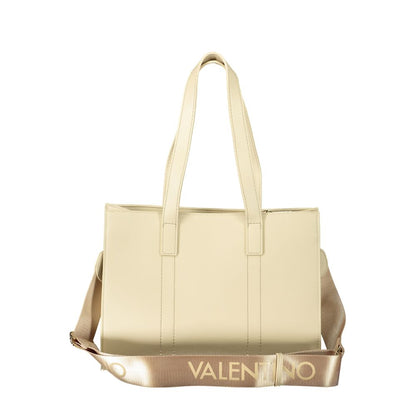 Mario Valentino Beige Leather-Finish Handbag with Adjustable Straps