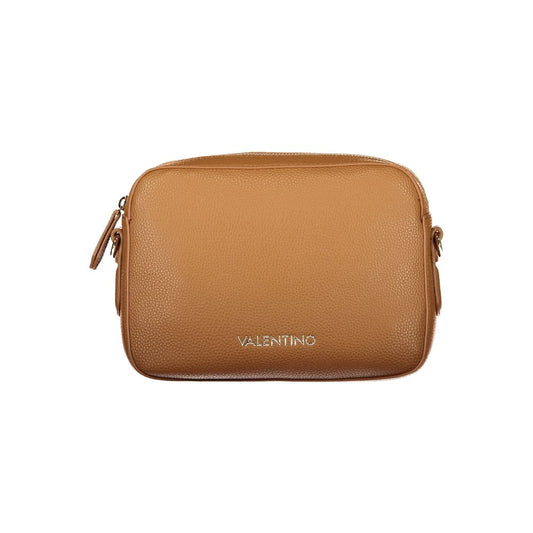 Mario Valentino Brown Leather-Finish Handbag with Logo Detail