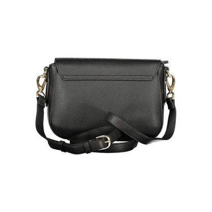 Mario Valentino Black Italian Leather Handbag with Adjustable Strap