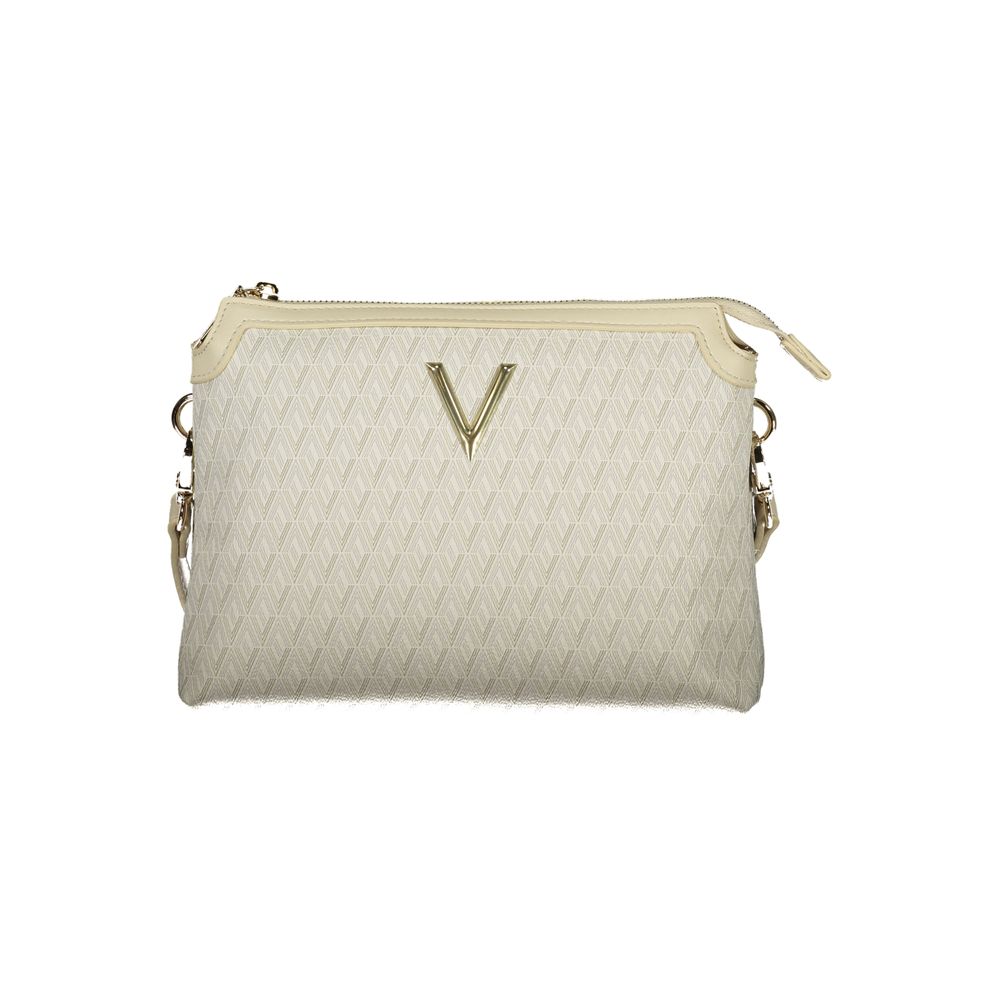 Mario Valentino Beige Leather-Finish Handbag with Adjustable Strap
