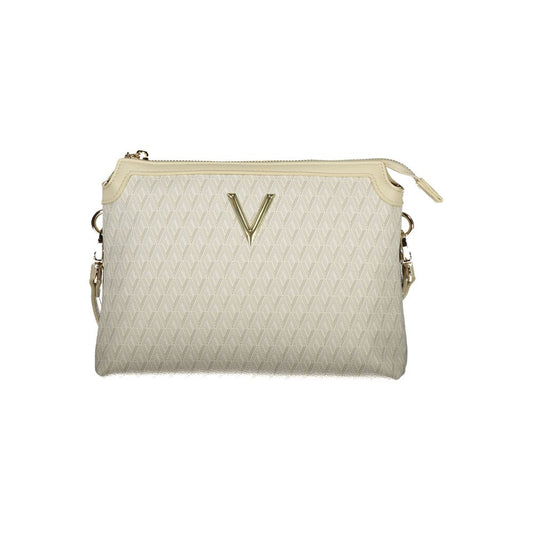 Mario Valentino Beige Leather-Finish Handbag with Adjustable Strap