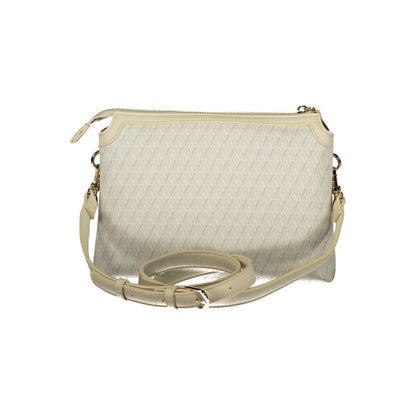 Mario Valentino Beige Leather-Finish Handbag with Adjustable Strap