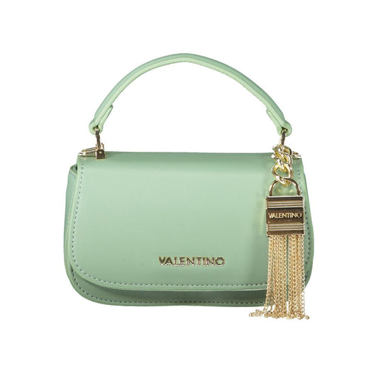 Mario Valentino Green Leather-Finish Handbag with Gold Accents