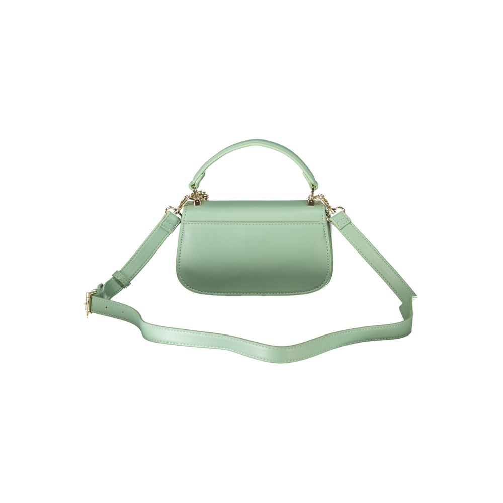 Mario Valentino Green Leather-Finish Handbag with Gold Accents