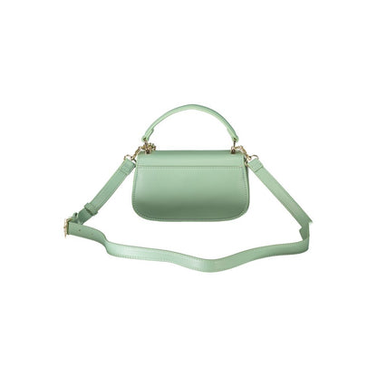 Mario Valentino Green Leather-Finish Handbag with Gold Accents