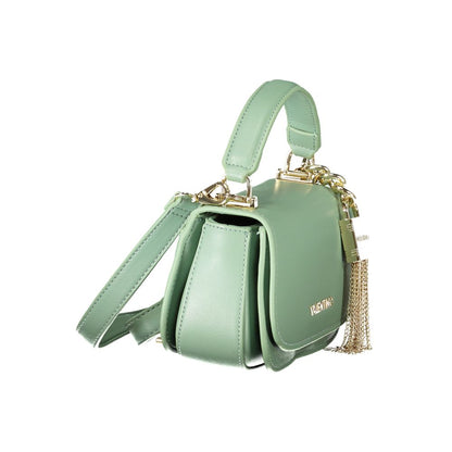 Mario Valentino Green Leather-Finish Handbag with Gold Accents