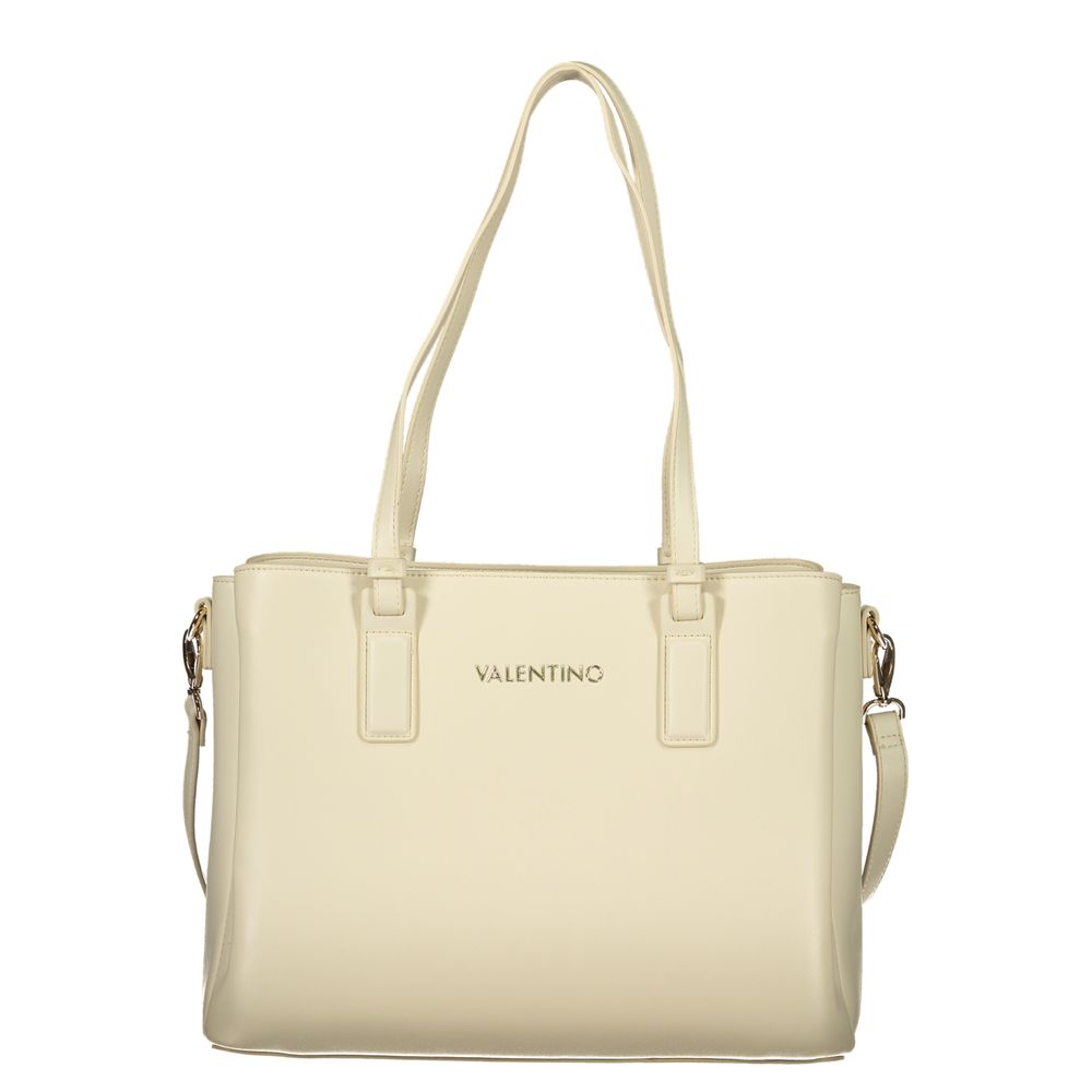 Mario Valentino Beige Leather Handbag with Adjustable Strap