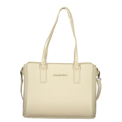 Mario Valentino Beige Leather Handbag with Adjustable Strap