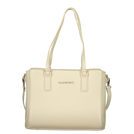 Mario Valentino Beige Leather Handbag with Adjustable Strap
