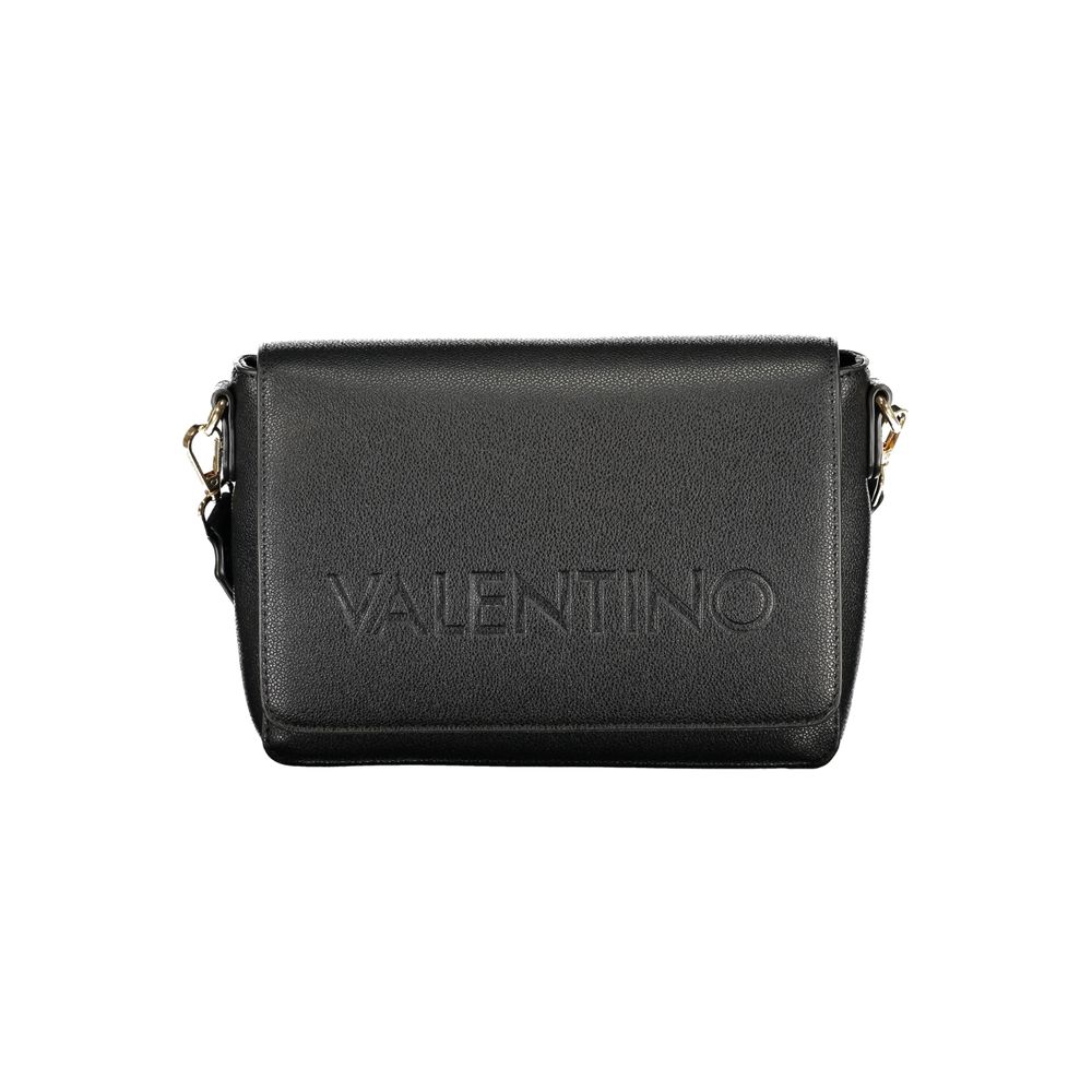 Mario Valentino Black Leather Double Shoulder Bag with Adjustable Strap