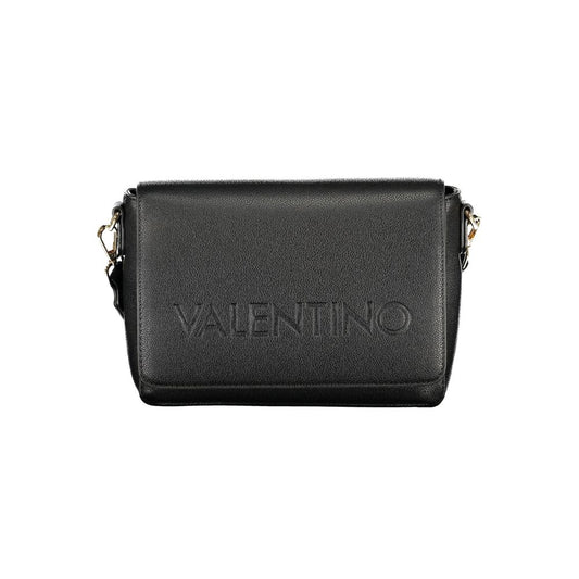 Mario Valentino Black Leather Double Shoulder Bag with Adjustable Strap