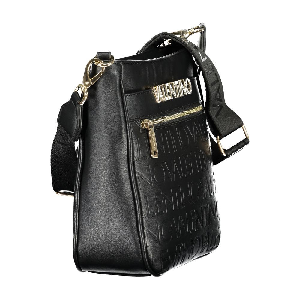 Mario Valentino Black Leather Handbag with Adjustable Strap