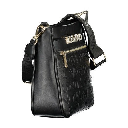 Mario Valentino Black Leather Handbag with Adjustable Strap