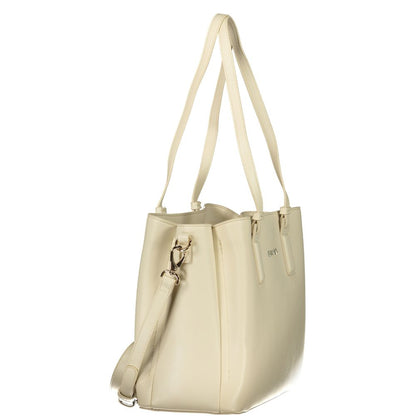 Mario Valentino Beige Leather Handbag with Adjustable Strap