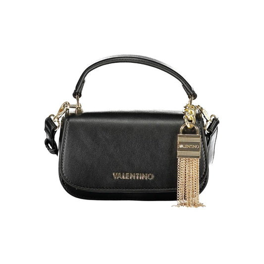 Mario Valentino Black Leather Handbag with Elegant Details