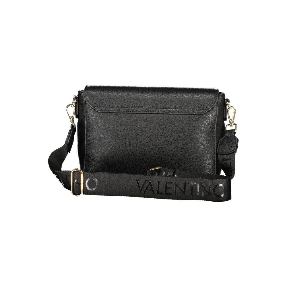 Mario Valentino Black Leather Double Shoulder Bag with Adjustable Strap