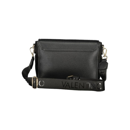 Mario Valentino Black Leather Double Shoulder Bag with Adjustable Strap
