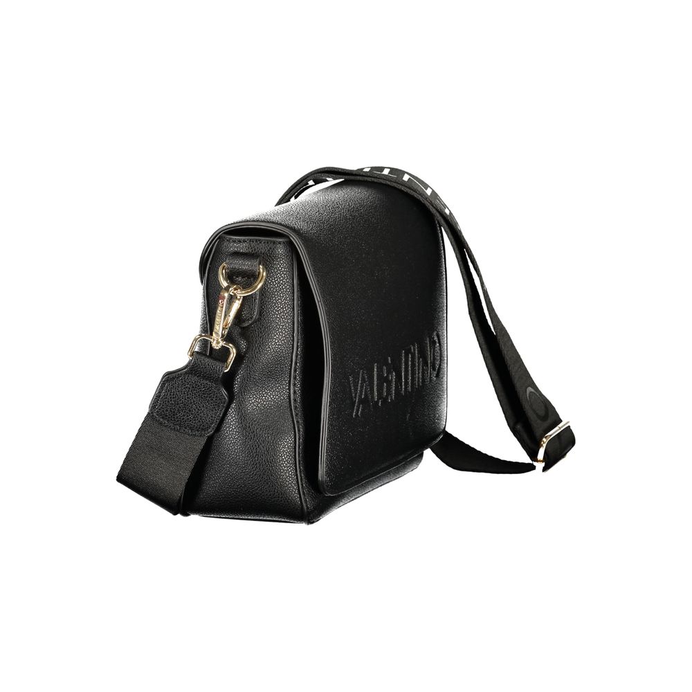 Mario Valentino Black Leather Double Shoulder Bag with Adjustable Strap