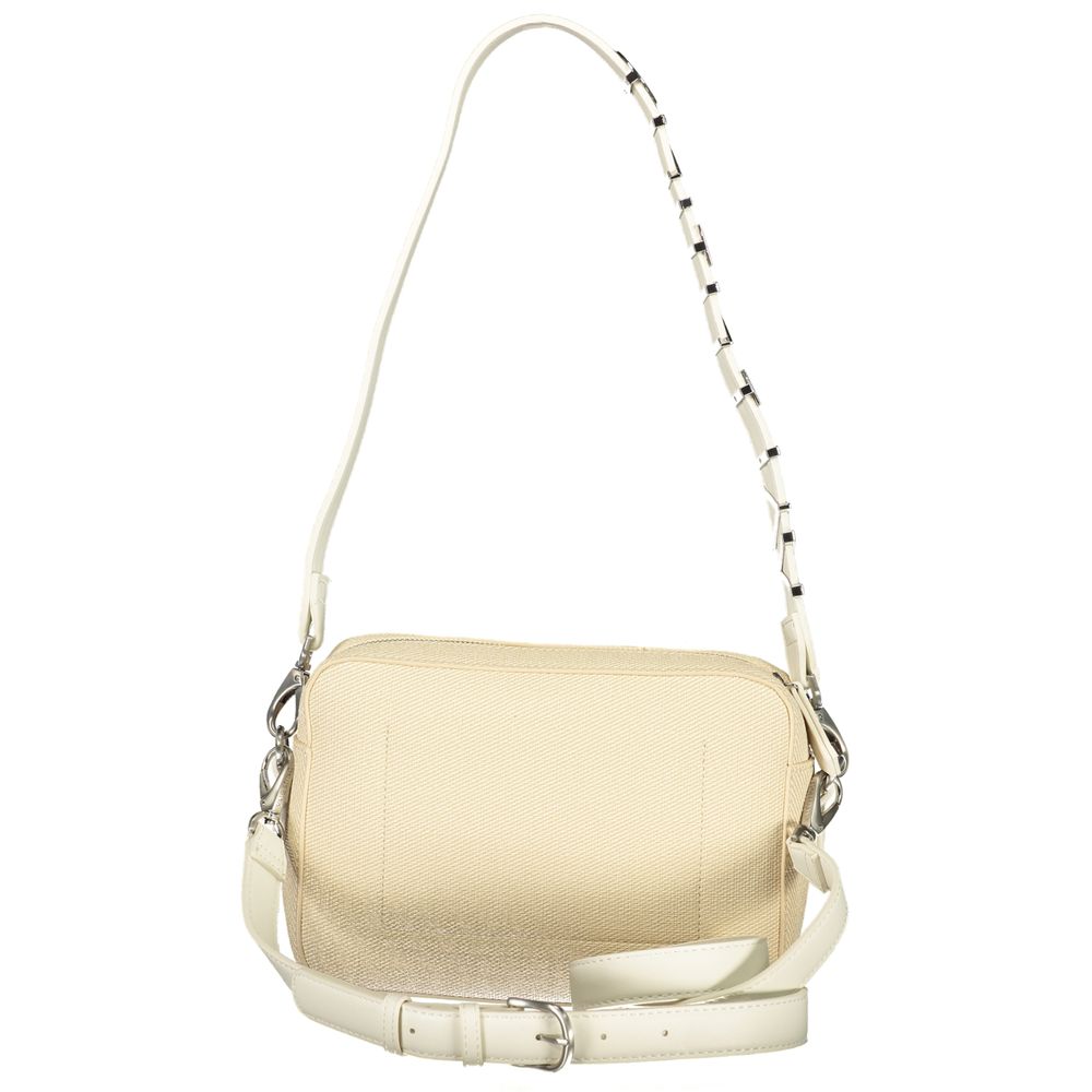 Mario Valentino Beige Leather Finish Double Shoulder Bag with Logo