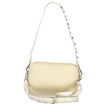 Mario Valentino Beige Leather Finish Double Shoulder Bag with Logo