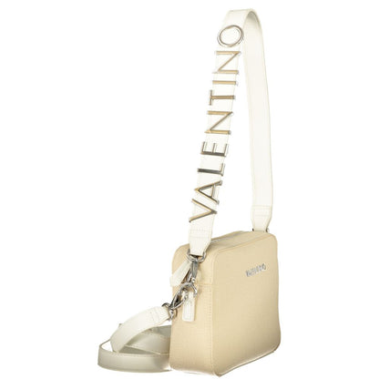 Mario Valentino Beige Leather Finish Double Shoulder Bag with Logo