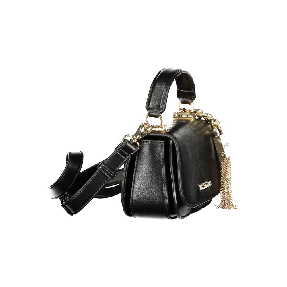 Mario Valentino Black Leather Handbag with Elegant Details