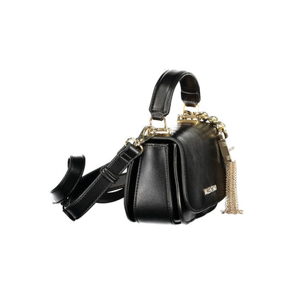 Mario Valentino Black Leather Handbag with Elegant Details