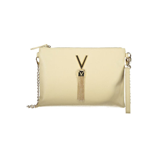 Mario Valentino Beige Leather-Finish Handbag with Removable Chain Strap