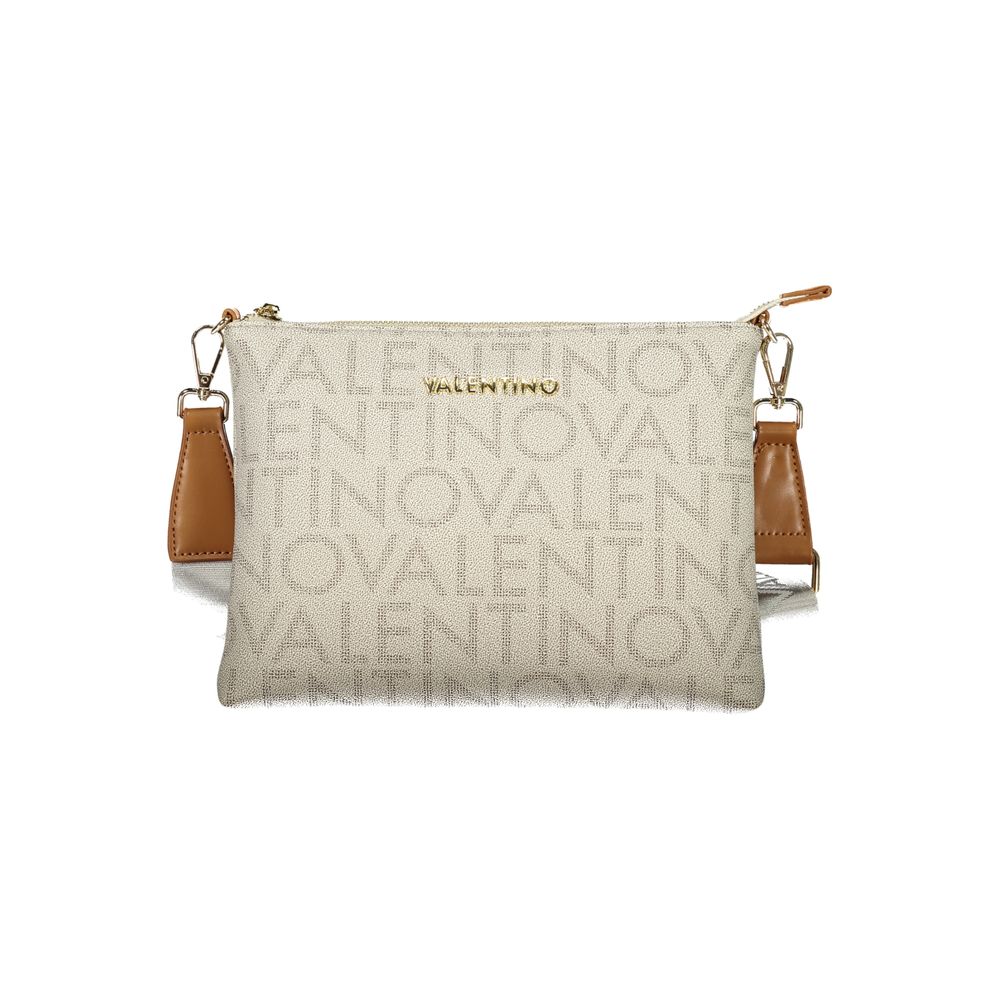 Mario Valentino Beige Leather-Finish Handbag with Adjustable Strap