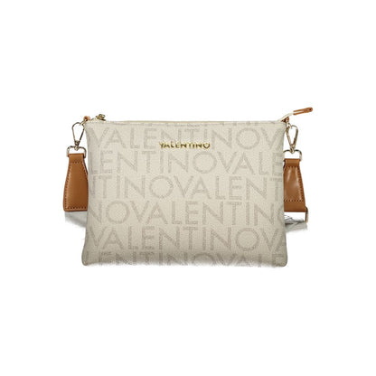 Mario Valentino Beige Leather-Finish Handbag with Adjustable Strap